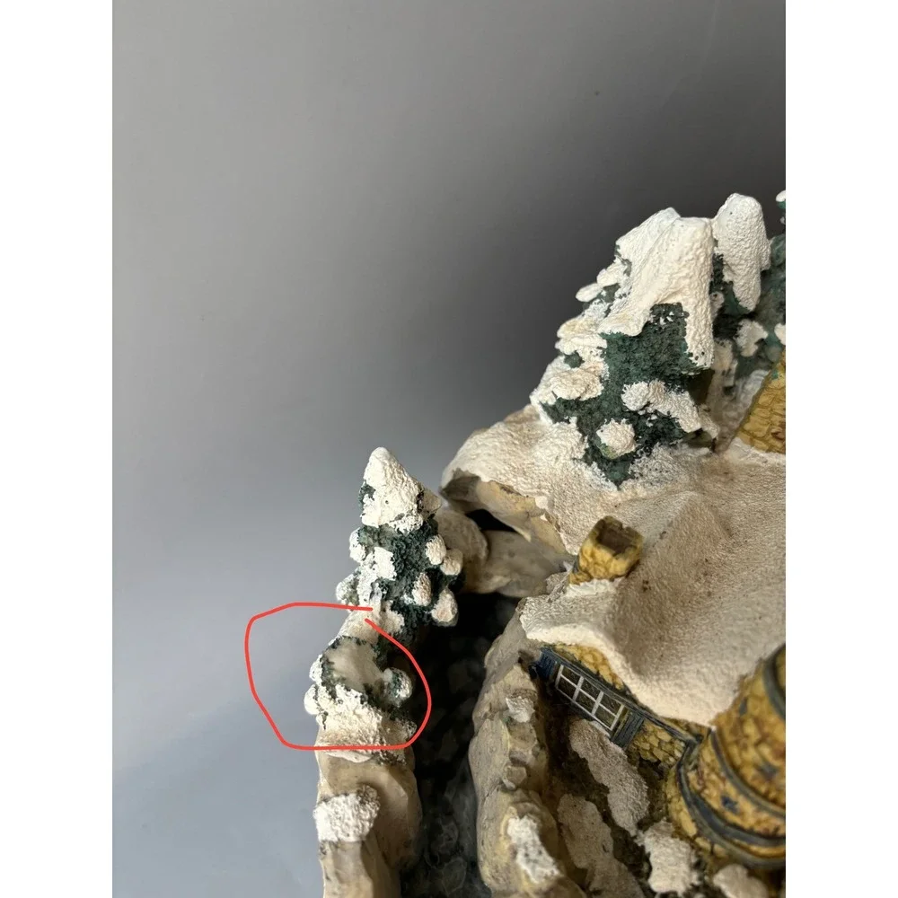 Thomas Kinkade Snow Covered Cottage Water Fountain Christmas Decor Lighted